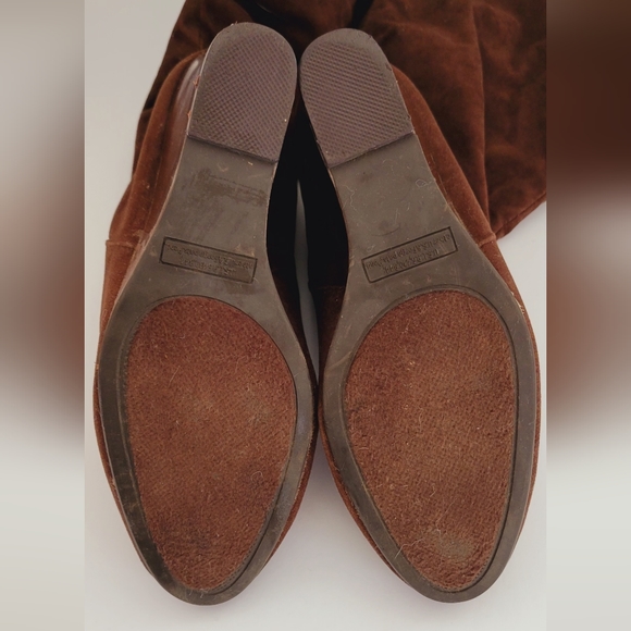 Knee High Suede Leather Slouchy Wedge Boots - Picture 6 of 9